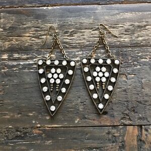 BaubleBar Gold and White Statement Earrings